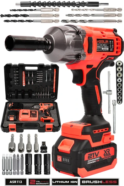 Assur 21V Çift Akülü Şarjlı Matkap 800Nm Somun Sıkma Sökme