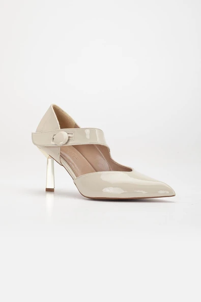 Kadın Stiletto ten Rugan Baretli İnce Topuklu - 4