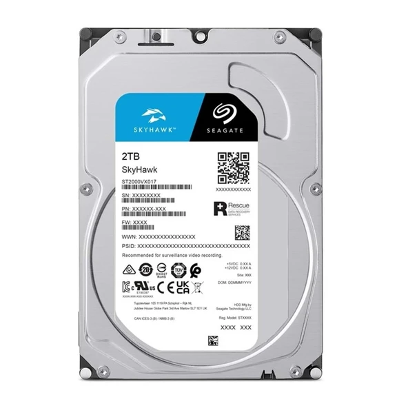 SEAGATE ST2000VX017 SKYHAWK 3.5" 2TB 256mb SATA (TR Seagate Garantili) 7/24 Harddisk - 2