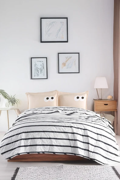 Kapitone Yatak Örtüsü Seti Çift Kişilik Funny Kahve