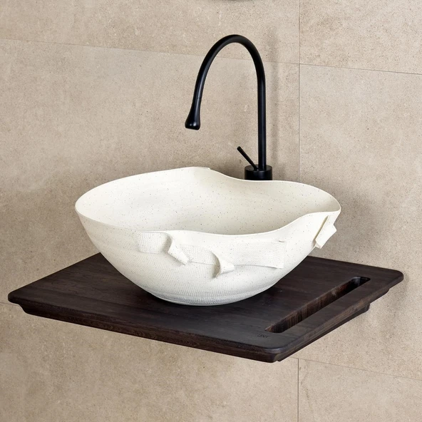 LENA TEZGAHÜSTÜ LAVABO (MAT BEYAZ) EY-9102 - Resim 2