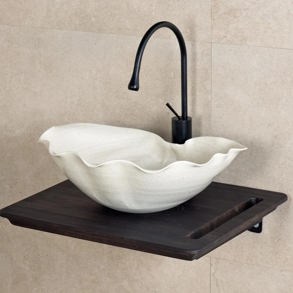 LENA TEZGAHÜSTÜ LAVABO (MAT BEYAZ) EY-9103 - Resim 2