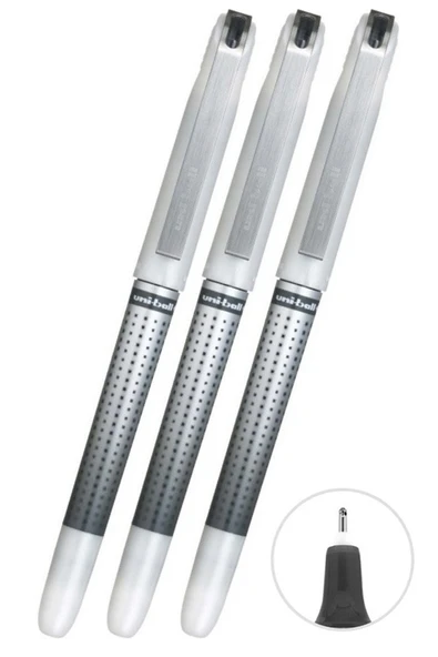 Siyah Pilot Kalem 3 Adet Uniball Eye Needle 0.7 mm İğne Uçlu Pilot Kalem Ub-187S İğne Uçlu Likit Mürekkepli Pilot Kalem