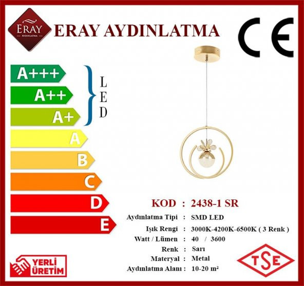 Eray Aydınlatma 2438-1 Sarı Led Avize - Resim 4