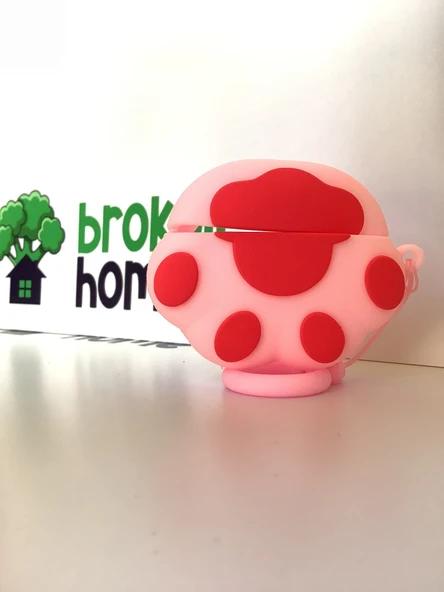 Brokoli Home Airpods Pro-Pro 2.nesil uyumlu 3d Kopçalı Kulaklık Kılıfı Pembe Patiler - 3