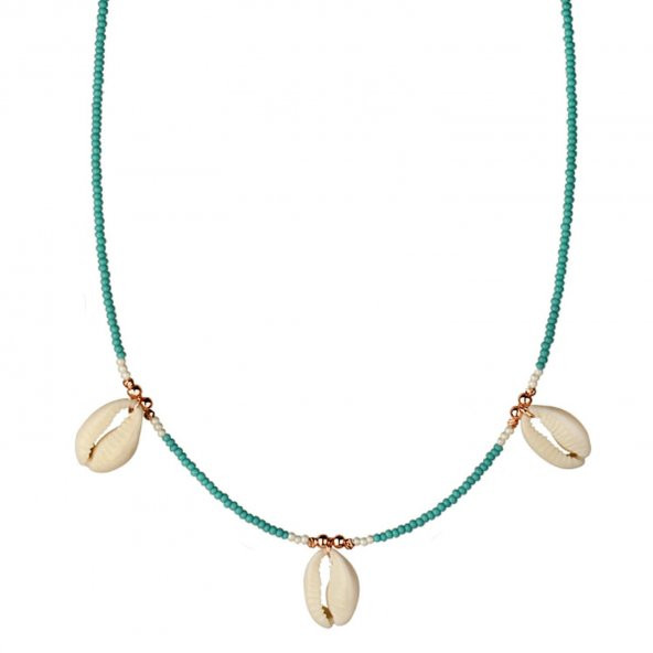 KL-YEŞİL BONCUK DİZİ DENİZ YILDIZI DETAY KOLYE YEŞİL ROSE RENK