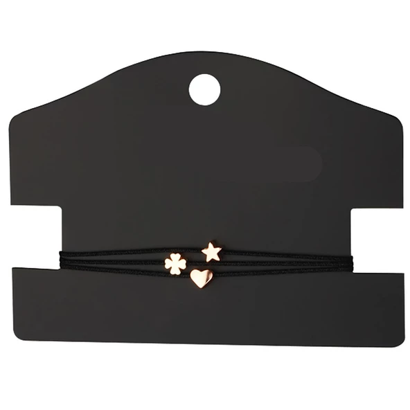 KL-ÜÇLÜ OBJE ÜÇLÜ İP BİLEKLİK SİYAH İP ROSE RENK