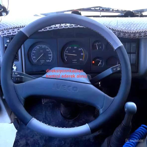 DİKİŞLİ DİREKSİYON KILIFI SİYAH / GRİ DERİ SİYAH DİKİŞLİ IVECO KAMYON 80-12 2006 KASA İÇİN - Resim 2