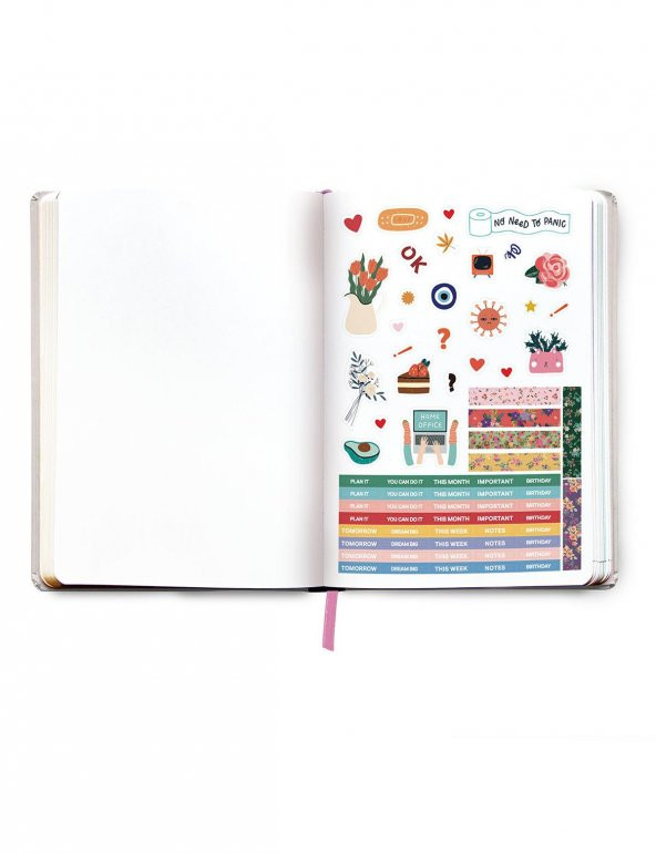 Fabooks El Çizimi Pembe Çiçekli Süresiz Ajanda - 3