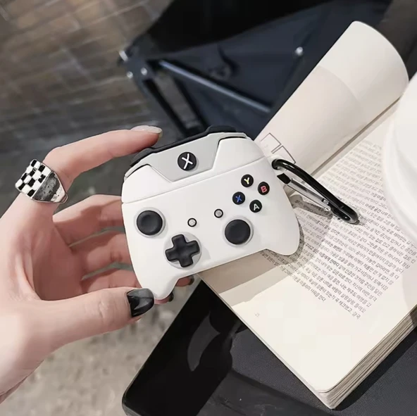 Brokoli Home Airpods Pro-Pro 2.nesil uyumlu 3d Kopçalı Kulaklık Kılıfı Beyaz Joystick