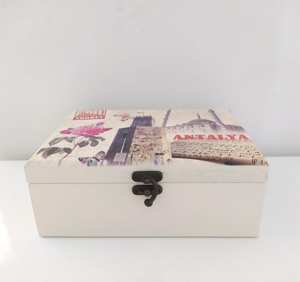 Ahşap Dekoratif Aynalı Mücevher Takı Aksesuar Kutusu 8985 - 4