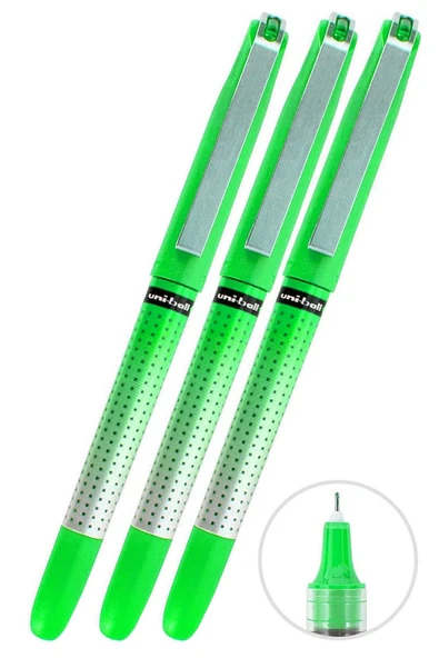 Yeşil Pilot Kalem 3 Adet Uniball Eye Needle 0.5 mm İğne Uçlu Pilot Kalem Ub-185 S İğne Uçlu Likit Mürekkepli Jel Kalem