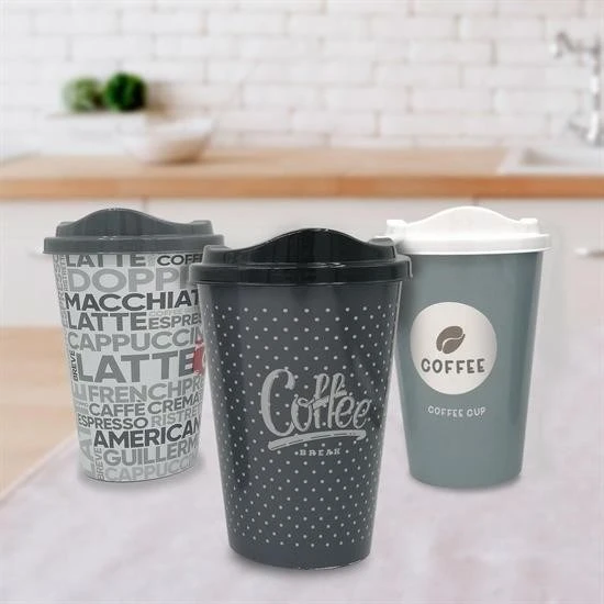 3 Adet Kahve Bardağı Seti Dekoratif Plastik Kahve Muhafaza Bardağı - 3