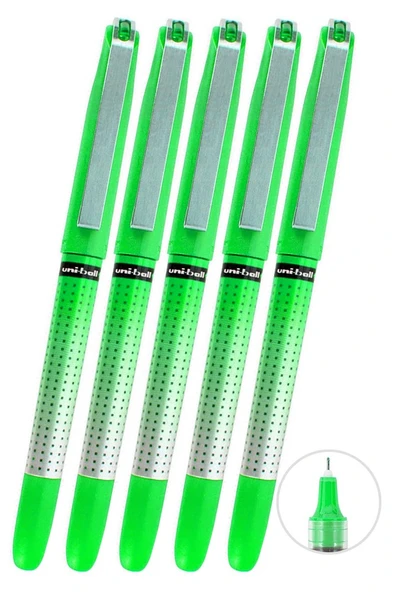 Yeşil Pilot Kalem 5 Adet Uniball Eye Needle 0.5 mm İğne Uçlu Pilot Kalem Ub-185 S İğne Uçlu Likit Mürekkepli Jel Kalem