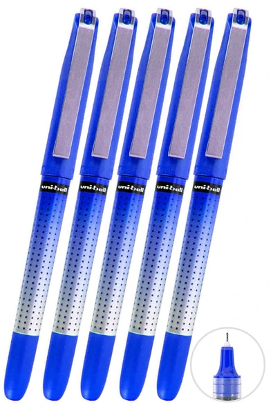 Mavi Pilot Kalem 5 Adet Uniball Eye Needle 0.5 mm İğne Uçlu Pilot Kalem Ub-185 S İğne Uçlu Likit Mürekkep Jel Kalem