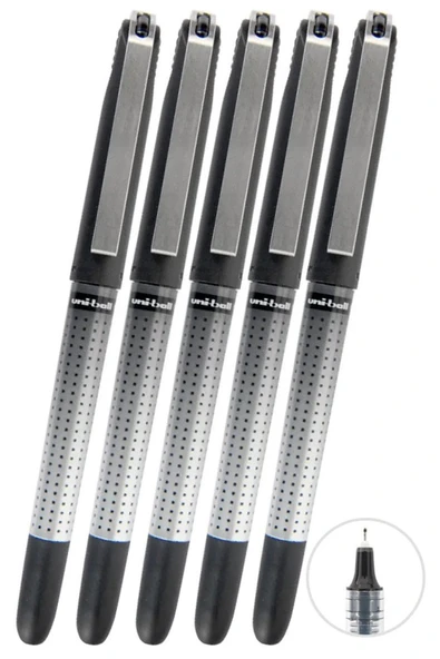 Siyah Pilot Kalem 5 Adet Uniball Eye Needle 0.5 mm İğne Uçlu Pilot Kalem Ub-185 S İğne Uçlu Likit Mürekkep Jel Kalem