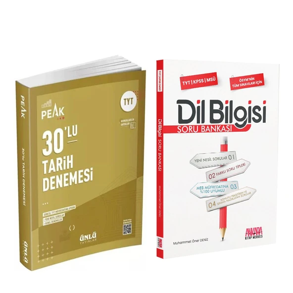 Ünlü Yayıncılık TYT Tarih Best Peak 30 lu Deneme ve AKM Dil Bilgisi Soru Bankası Seti 2 Kitap