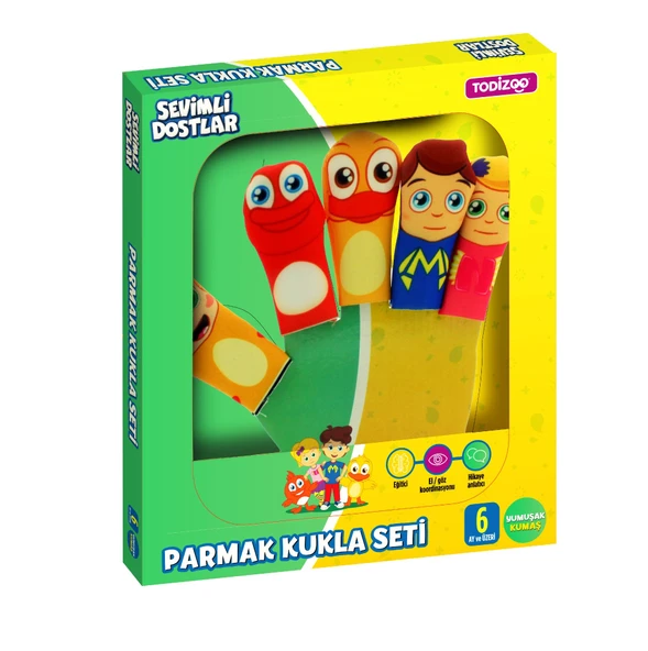 Sevimli Dostlar Parmak Kukla Seti Eğitici Kukla Seti 5 Li MEGA SET - Resim 2