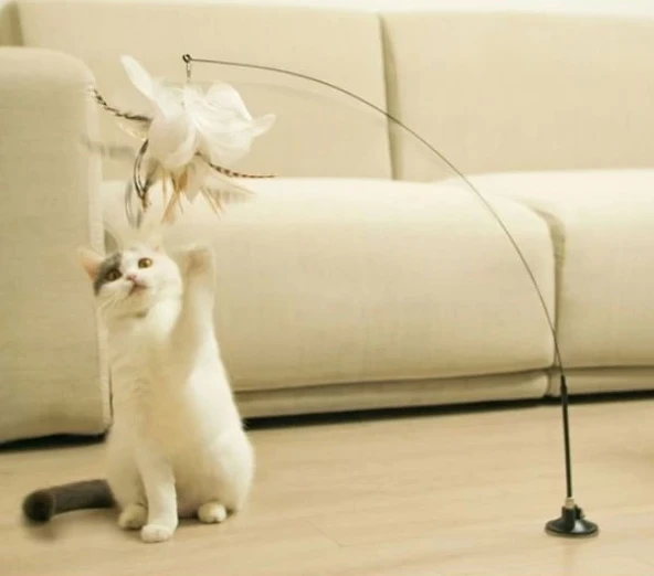 Pratik Vantuzlu Tüylü Zilli Kedi Oyun Oltası - 2
