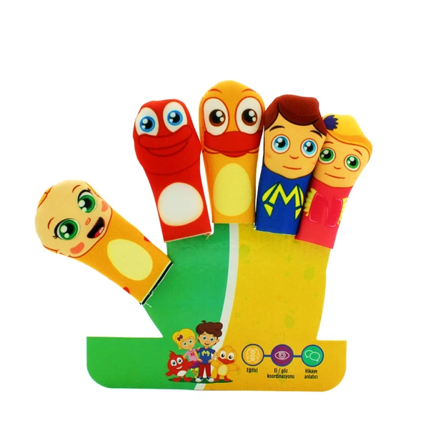 Sevimli Dostlar Parmak Kukla Seti Eğitici Kukla Seti 5 Li MEGA SET - Resim 3