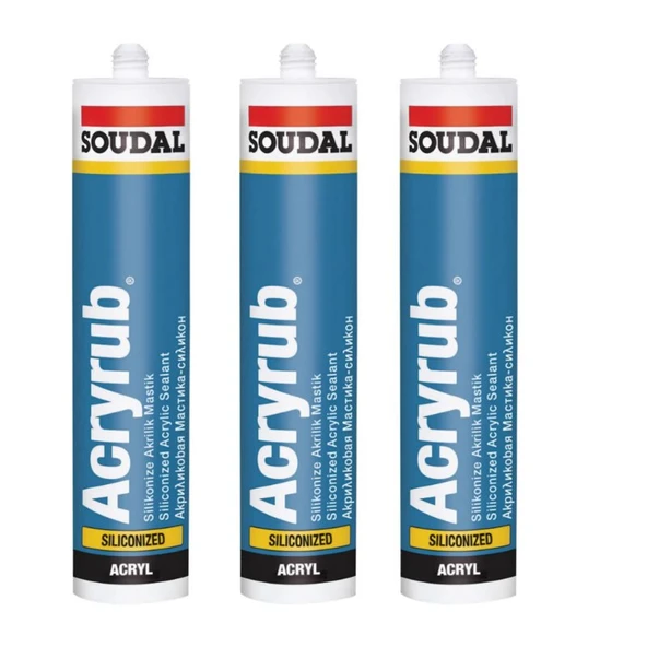 Soudal Silikonize Mastik Yapıştırıcı Siyah 500gr 3 Ad Duşakabin Pencere Derz Su Geçirmez Boyanabilir