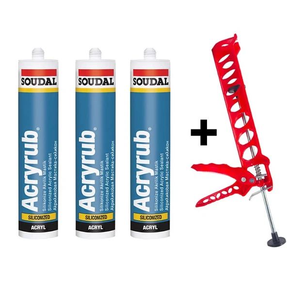 Soudal Silikonize Mastik Yapıştırıcı Siyah 500gr 3 Ad Derz Su Geçirmez Boyanabilir-Silikon Tabancası