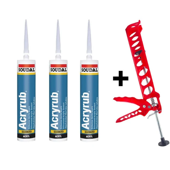 Soudal Silikonize Mastik Yapıştırıcı Beyaz 500gr 3 Ad Derz Su Geçirmez Boyanabilir-Silikon Tabancası - Resim 3