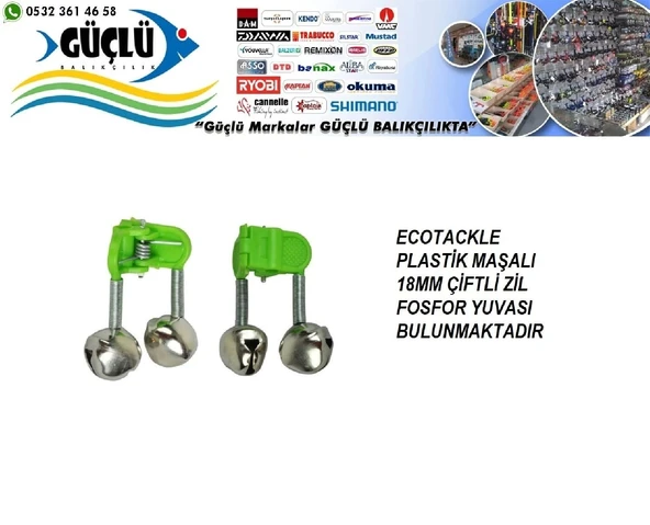 Maşalı Plastik Çiftli Zil Ecotackle 18Mm Fosfor Yuvalı ürün görseli