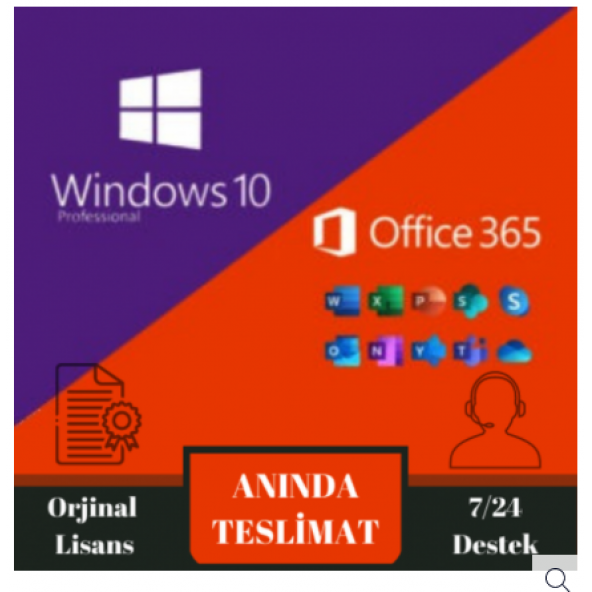 Windows 10 Pro + Office 365 Pro Plus 32-64 Bit Türkçe Destekli - 1