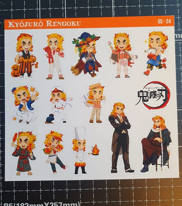 Demon Slayer-Kyōjurō Rengoku-Muichiro Tokito-parlak kağıt -2li sticker set-telefon süsleme - 6