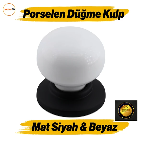 Tere Porselen Mat Siyah Beyaz Düğme Mobilya Mutfak Çekmece Dolap Dolabı Kulpu Kulbu Kulpları