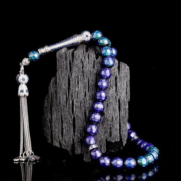 ZİRKON TAŞ GÜMÜŞ PÜSKÜLLÜ RENK DEĞİŞTİREN HİS TAŞI TESBİH ürün görseli