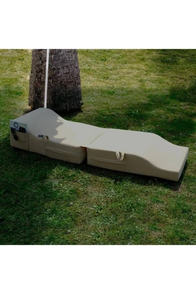 XPERMATE Katlanır Şezlong Minder Ve Puf Seti Su Itici Ve Uv Korumalı Kumaş Bej Sunbed ultımatecomfort
