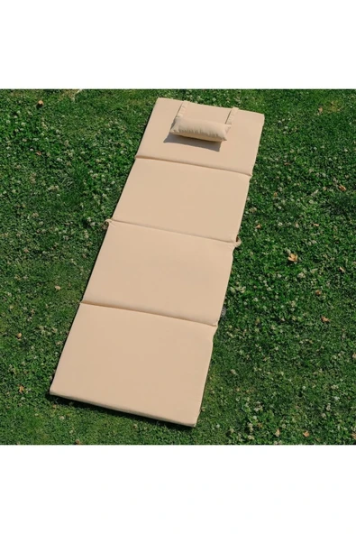 XPERMATE Katlanır Şezlong Minderi - Taşınır Kamp Yatağı Su Itici Solmaz Kumaş 180x60x3 Bej Ultraluks - 3