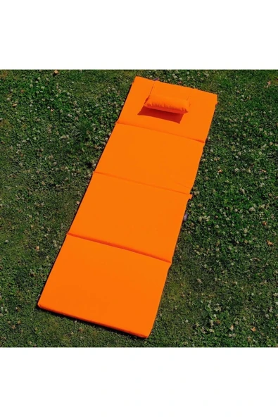 XPERMATE Katlanır Şezlong Minderi - Taşınır Kamp Yatağı Su Itici Solmaz Kumaş 180x60x3 Turuncu Ultraluks - 3