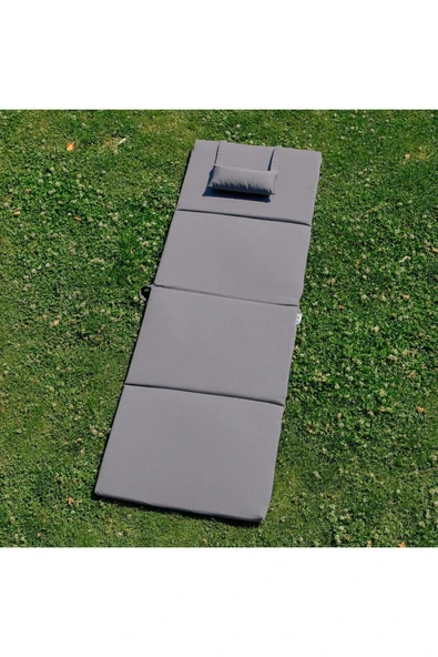 XPERMATE Katlanır Şezlong Minderi - Taşınır Kamp Yatağı Su Itici Solmaz Kumaş 180x60x3 Antrasit Ultraluks - 3