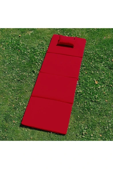 XPERMATE Katlanır Şezlong Minderi - Taşınır Kamp Yatağı Su Itici Solmaz Kumaş 180x60x3 Kırmızı Ultraluks - 3