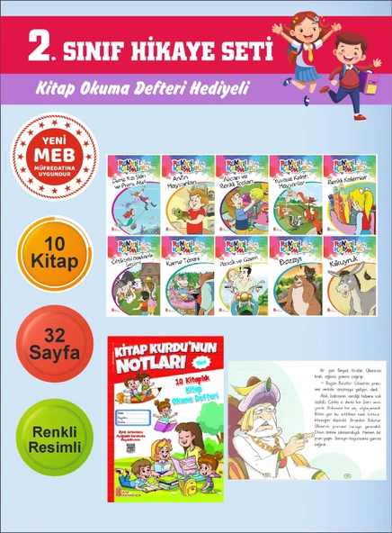 2.Sınıflar İçin Okumayı Sevdiren 10 lu Hikaye Seti 14 (Kitap Okuma Defteri Hediyeli) ürün görseli 1