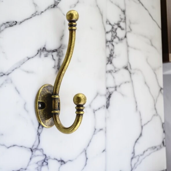 Misket Askı Antik Sarı Vestiyer Portmanto Dolap Askılığı Duvar Banyo Askılık Mutfak Elbise Askısı - Resim 7