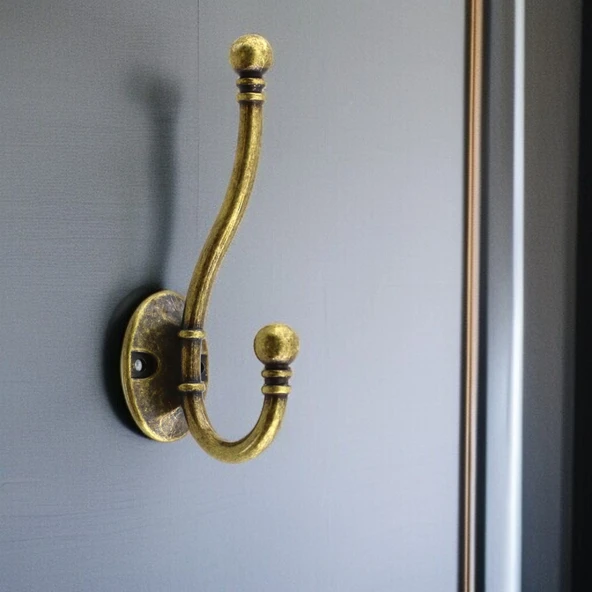 Misket Askı Antik Sarı Vestiyer Portmanto Dolap Askılığı Duvar Banyo Askılık Mutfak Elbise Askısı - Resim 6