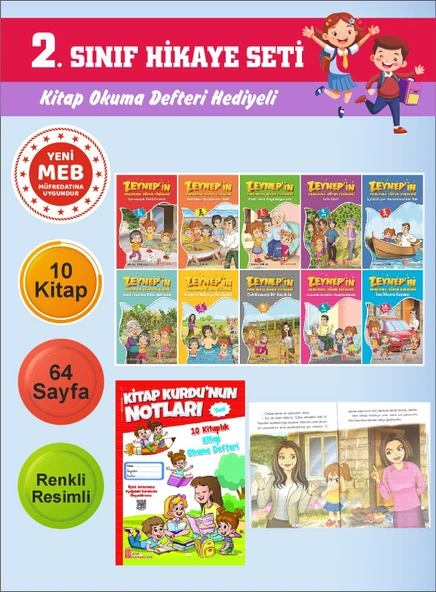 2.Sınıflar İçin Okumayı Sevdiren 10 lu Hikaye Seti 16 (Kitap Okuma Defteri Hediyeli) ürün görseli 1