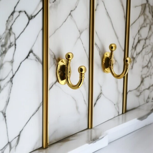 Misket Askı Gold Altın Vestiyer Dolap Askılık Askılığı Duvar Banyo Mutfak Elbise Çanta Askısı - 7