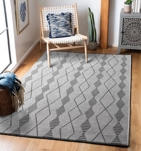 TROY Yıkanabilir Kaydırmaz, Pamuk Dokuma, Premium Kalite Salon&mutfak&yemek Odası Kilimi TY106-A.Gri ürün görseli