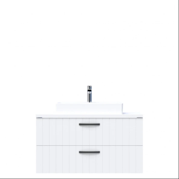 D10 Next Lavabo Dolabı Tezgah Üstü 2 Çekmeceli 100 cm Beyaz Lake