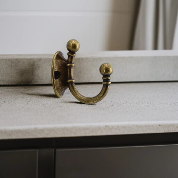 Misket Askı Antik Sarı Vestiyer Dolap Askılık Askılığı Duvar Banyo Mutfak Elbise Çanta Askısı - 7