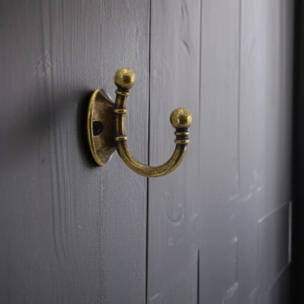 Misket Askı Antik Sarı Vestiyer Dolap Askılık Askılığı Duvar Banyo Mutfak Elbise Çanta Askısı - 4