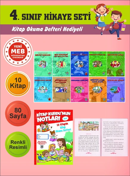 4.Sınıflar İçin Okumayı Sevdiren 10 lu Hikaye Seti 7 (Kitap Okuma Defteri Hediyeli) ürün görseli 1