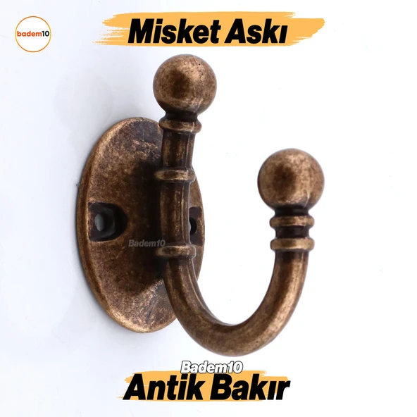 Misket Askı Antik Bakır Vestiyer Dolap Askılık Askılığı Duvar Banyo Mutfak Elbise Çanta Askısı