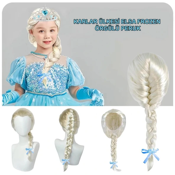 Nessiworld Platin Altın Dore Renk Karlar Ülkesi Elsa Frozen Peruğu Çocuk Boy ürün görseli 1