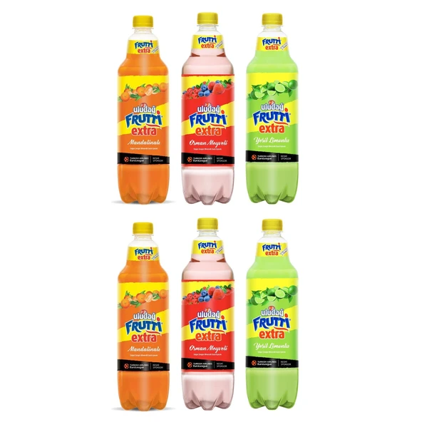 Uludağ Frutti 1 lt 6 lı Karma Paket - Mandalina - Orman Mey -Yeşil Limon ürün görseli 1